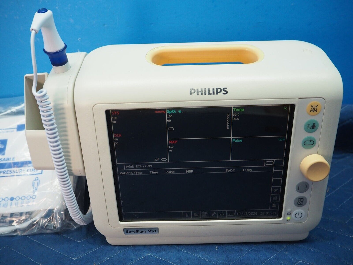 Philips SureSigns VS3 Patient Monitor with NIBP, SpO2, Temperature, Recorder & Cables