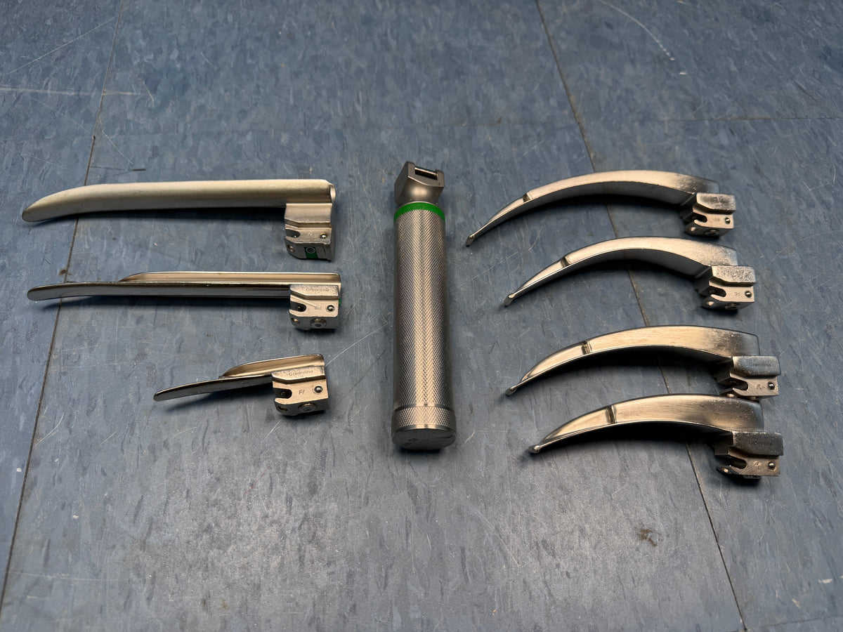 Laryngoscope Set with Handle & 8x Miller and Macintosh Blades 1 2 3 4 3/SC