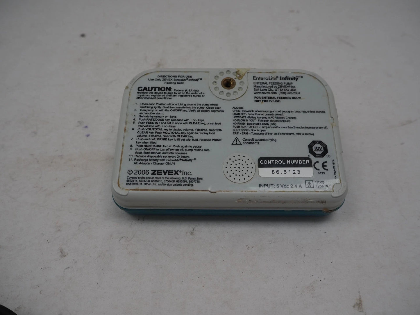 Zevex MOOG EnteraLite Infinity Feeding Pump with AC Charger