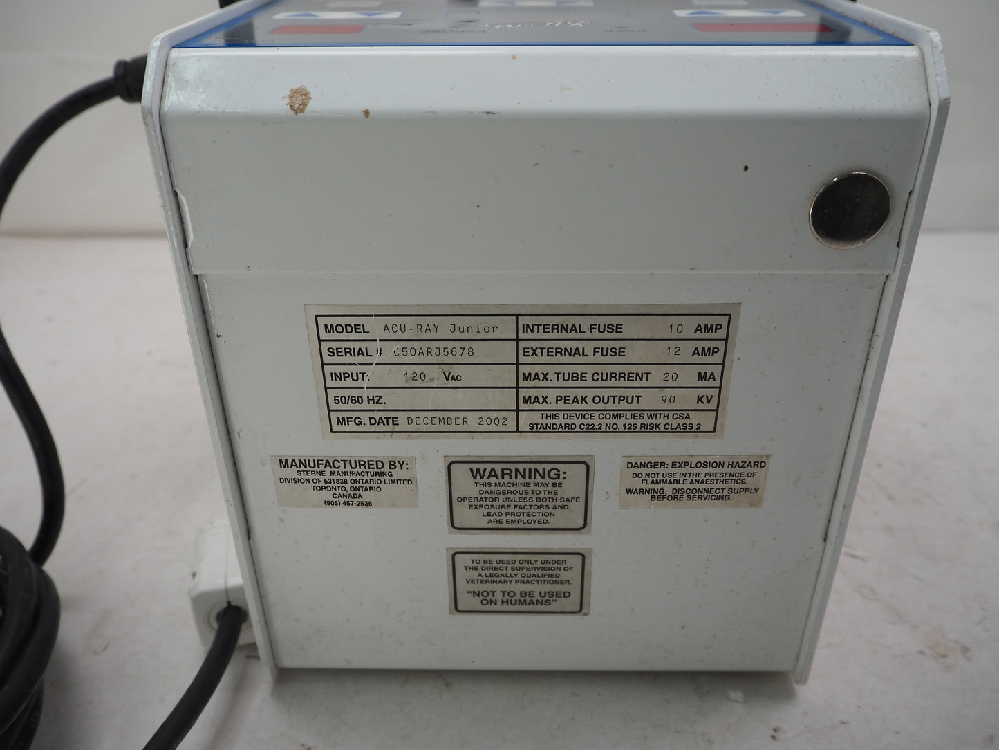Sterne Acu-Ray Jr. Junior Portable Veterinary X-Ray Generator