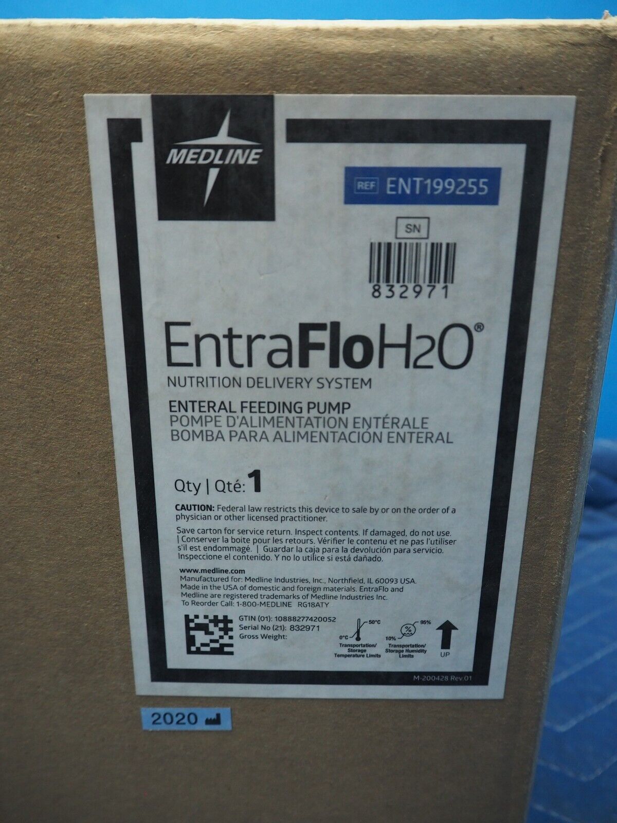 Medline Entraflo H2O Enteral Feeding Pump Ref. ENT199255 -  New
