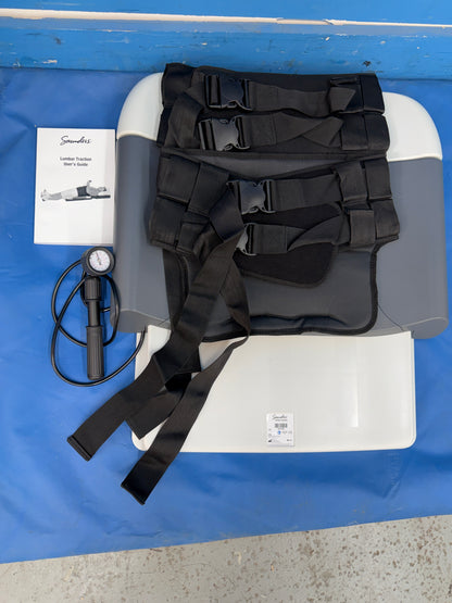Saunders Lumbar Traction Spinal Decompression Device In Case with Hand Pump