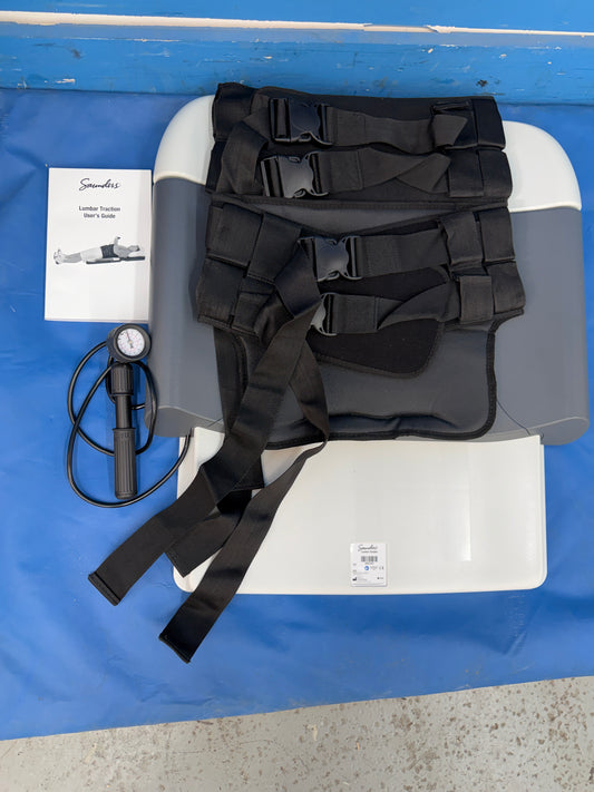 Saunders Lumbar Traction Spinal Decompression Device In Case with Hand Pump