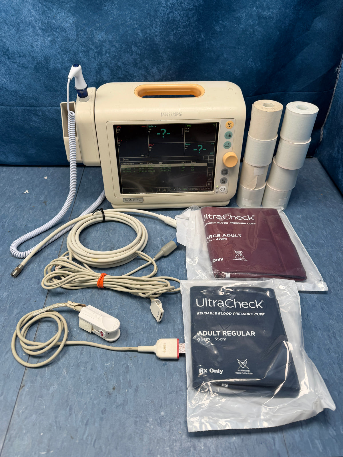 Philips SureSigns VS3 Patient Monitor with NIBP, SpO2, Temperature, Recorder, Cables and Battery
