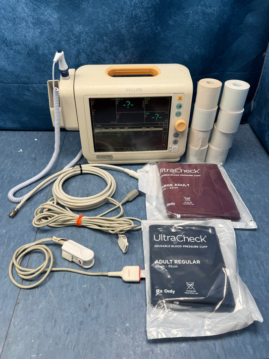 Philips SureSigns VS3 Patient Monitor with NIBP, SpO2, Temperature, Recorder, Cables and Battery