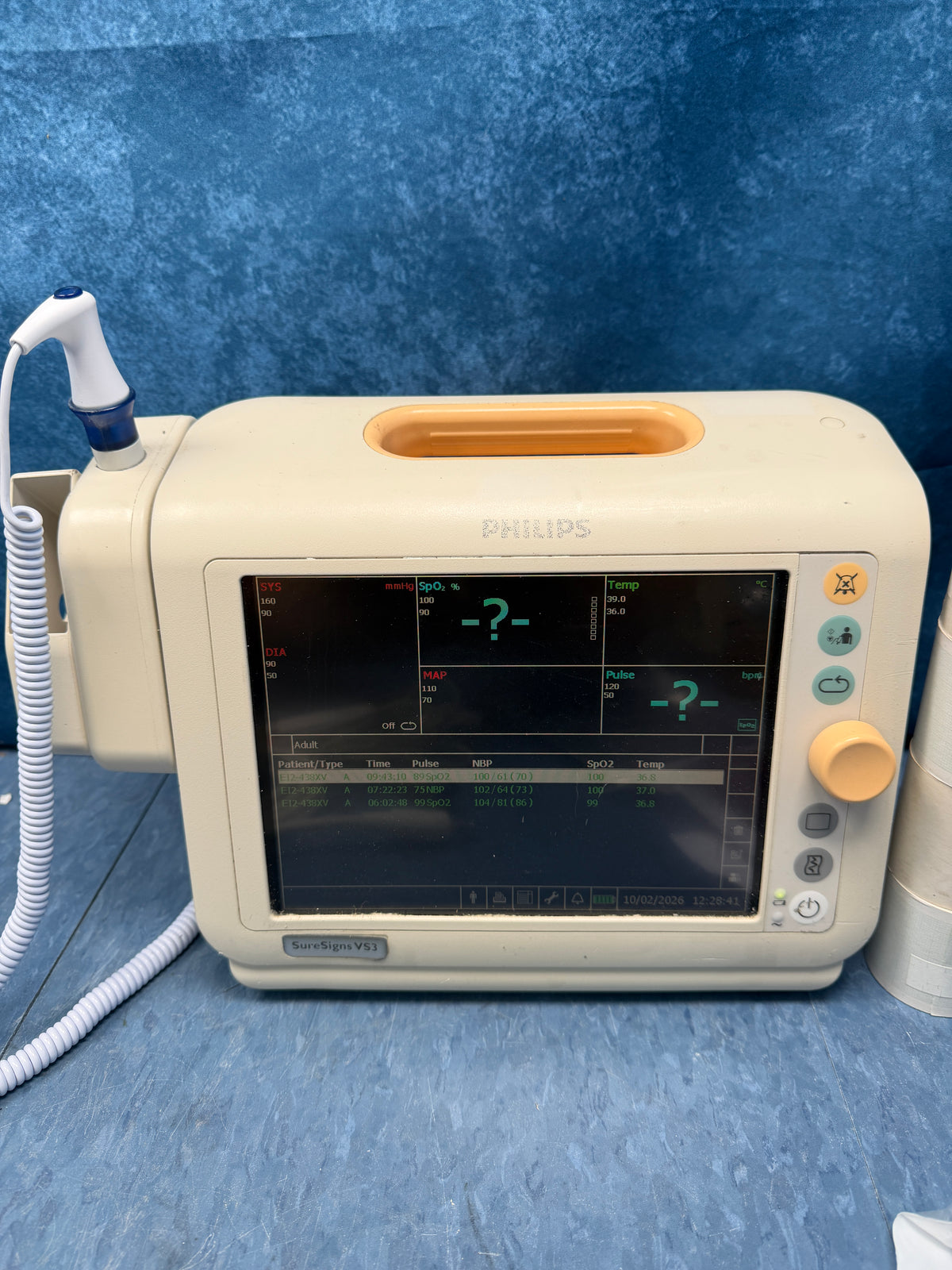 Philips SureSigns VS3 Patient Monitor with NIBP, SpO2, Temperature, Recorder, Cables and Battery