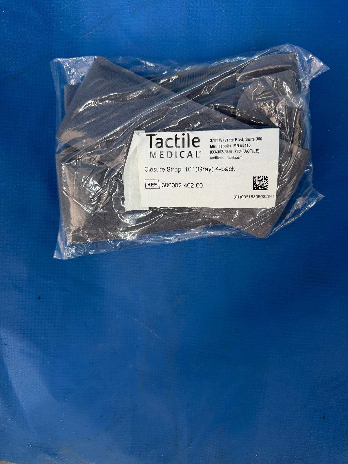Tactile Medical Flexitouch Plus Lymphedema Compression Garment Closure Strap 10" Grey 4 pack Ref: 300002-402-00