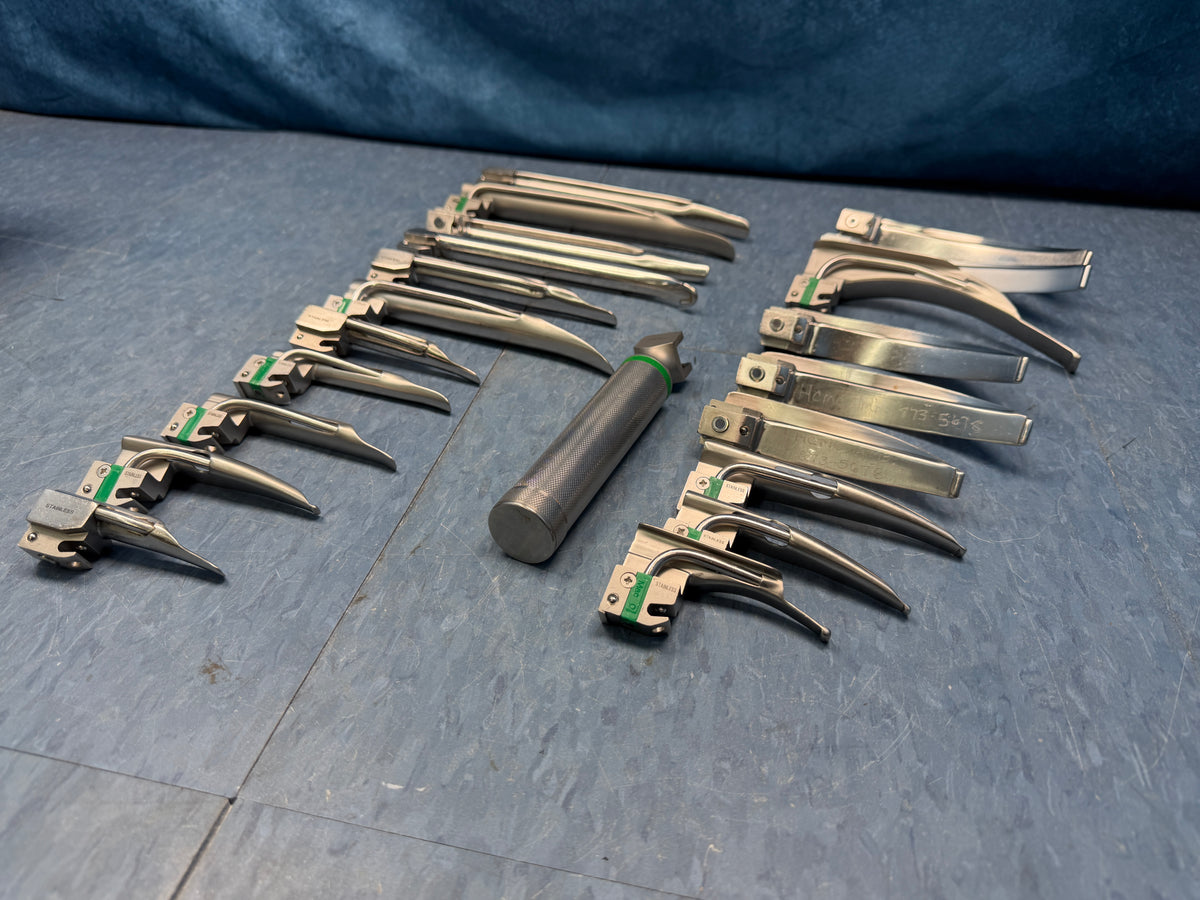 Greenline Sunmed Laryngoscope Set with Handle & 20x Macintosh & Miller Blades 0 1 2 3 4 3/SC