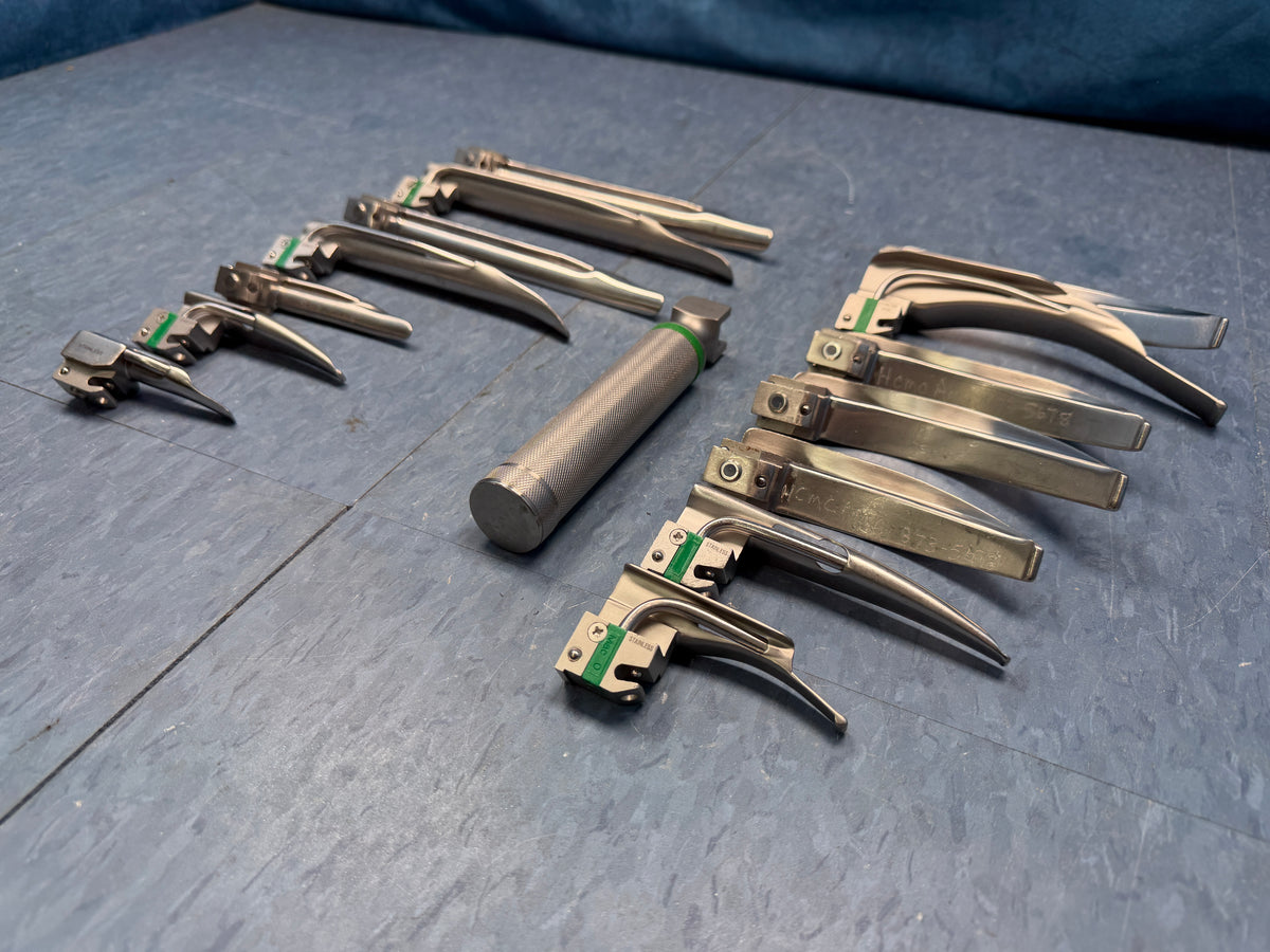 Greenline Sunmed Laryngoscope Set with Handle & 14x Macintosh & Miller Blades 0 1 2 3 4 3/SC R Shaw