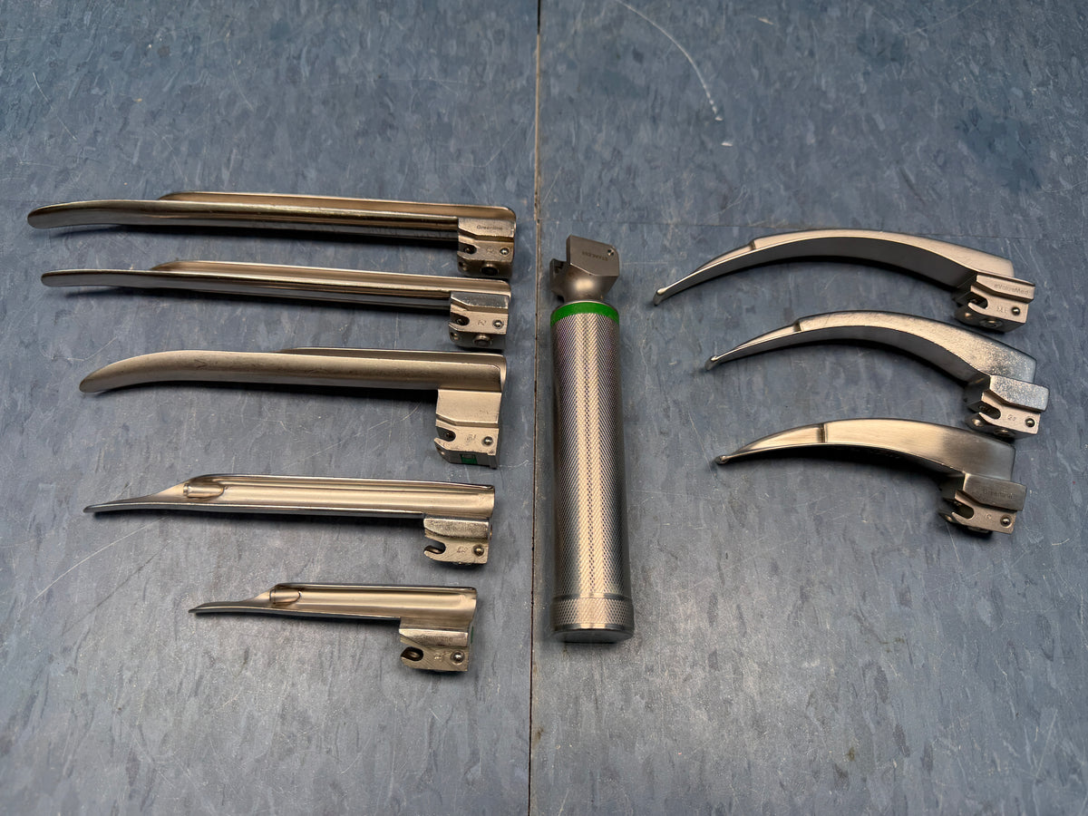 Laryngoscope Set with Handle & 8x Macintosh & Miller Blades 1 2 3 4 3/SC R Shaw
