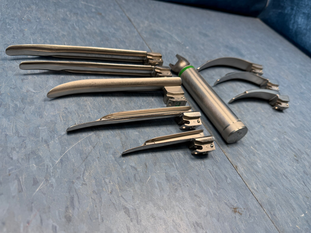 Laryngoscope Set with Handle & 8x Macintosh & Miller Blades 1 2 3 4 3/SC R Shaw