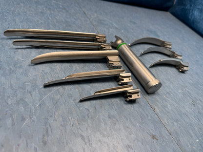 Laryngoscope Set with Handle & 8x Macintosh & Miller Blades 1 2 3 4 3/SC R Shaw