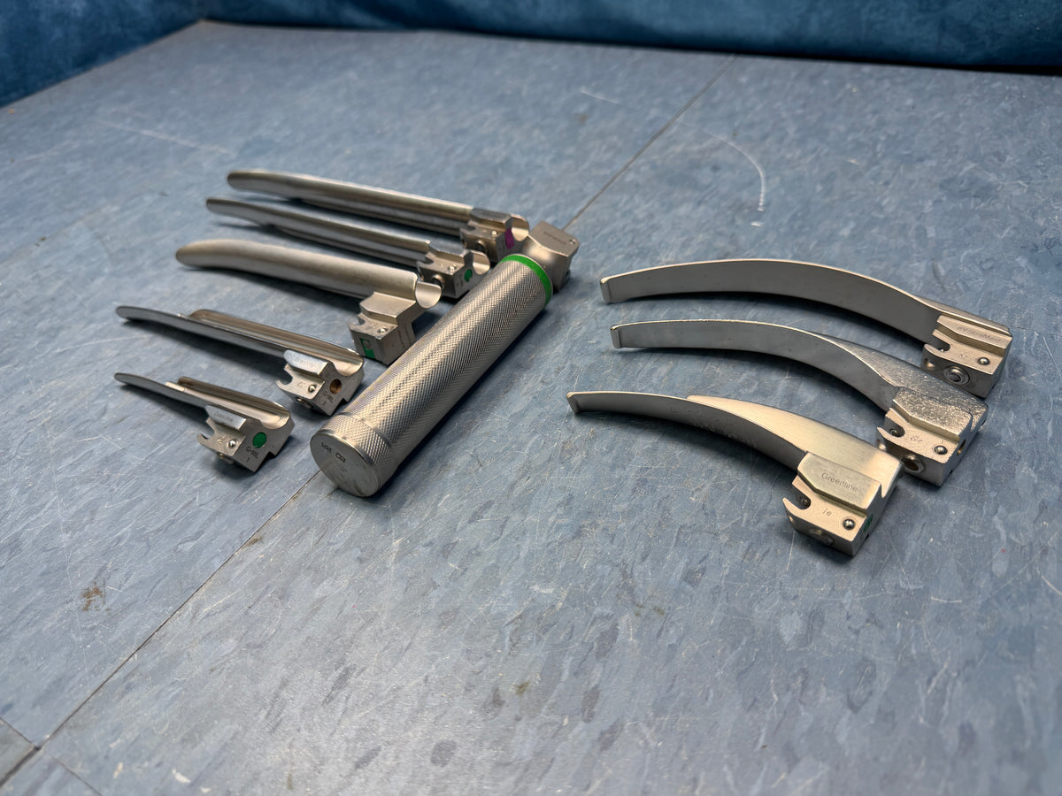 Laryngoscope Set with Handle & 8x Macintosh & Miller Blades 1 2 3 4 3/SC R Shaw