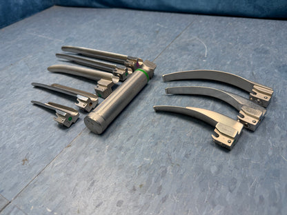 Laryngoscope Set with Handle & 8x Macintosh & Miller Blades 1 2 3 4 3/SC R Shaw