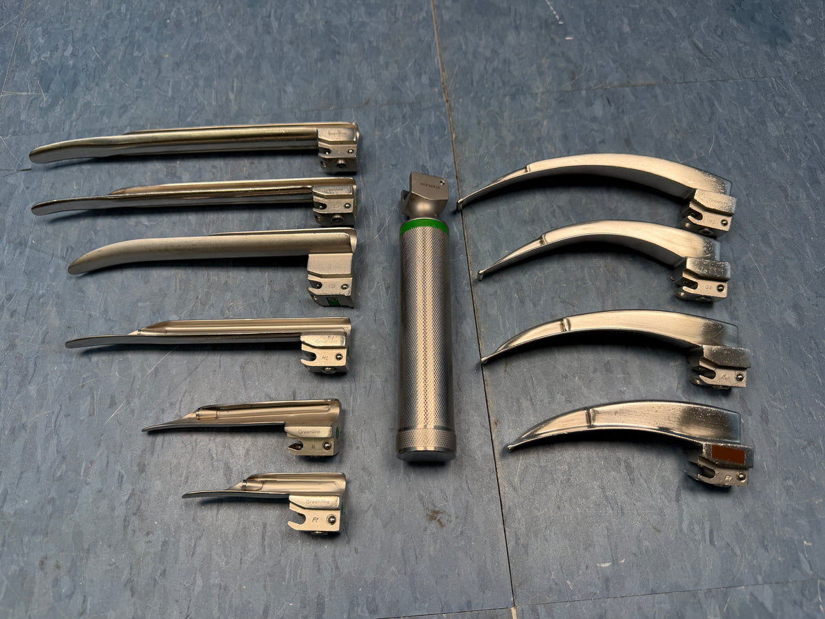 Laryngoscope Set with Handle & 10x Macintosh & Miller Blades 1 2 3 4 3/SC