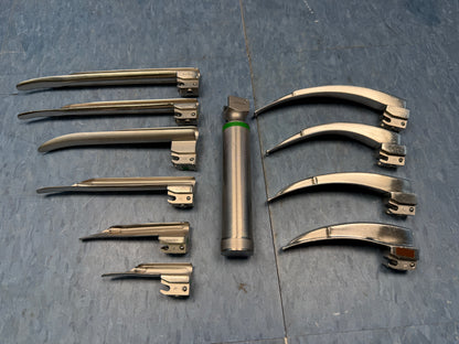 Laryngoscope Set with Handle & 10x Macintosh & Miller Blades 1 2 3 4 3/SC