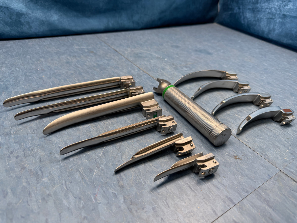 Laryngoscope Set with Handle & 10x Macintosh & Miller Blades 1 2 3 4 3/SC