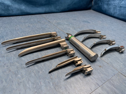 Laryngoscope Set with Handle & 10x Macintosh & Miller Blades 1 2 3 4 3/SC