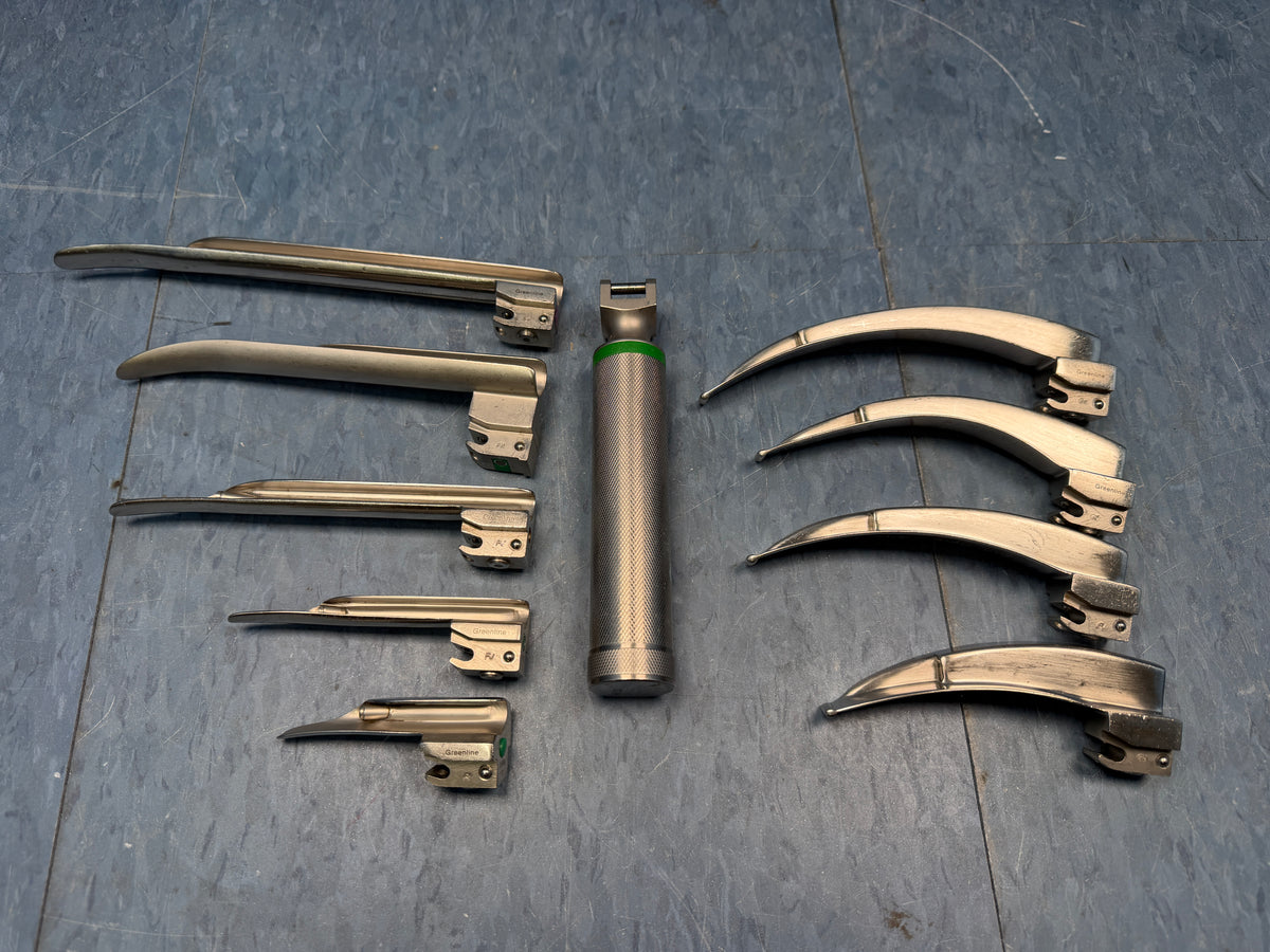 Laryngoscope Set with Handle & 9x Miller and Macintosh Blades 1 2 3 4 3/SC
