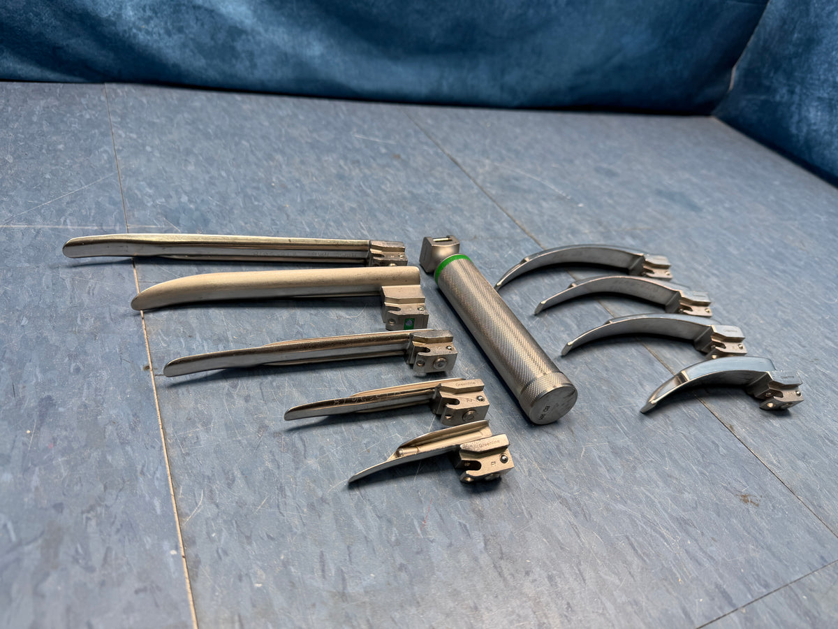 Laryngoscope Set with Handle & 9x Miller and Macintosh Blades 1 2 3 4 3/SC