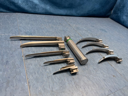 Laryngoscope Set with Handle & 9x Miller and Macintosh Blades 1 2 3 4 3/SC