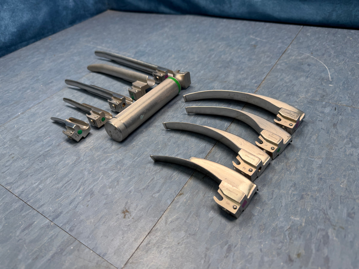 Laryngoscope Set with Handle & 9x Miller and Macintosh Blades 1 2 3 4 3/SC