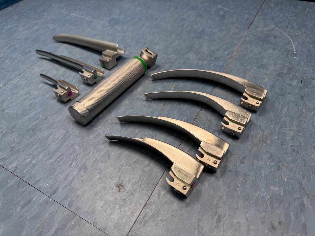 Laryngoscope Set with Handle & 8x Miller and Macintosh Blades 1 2 3 4 3/SC