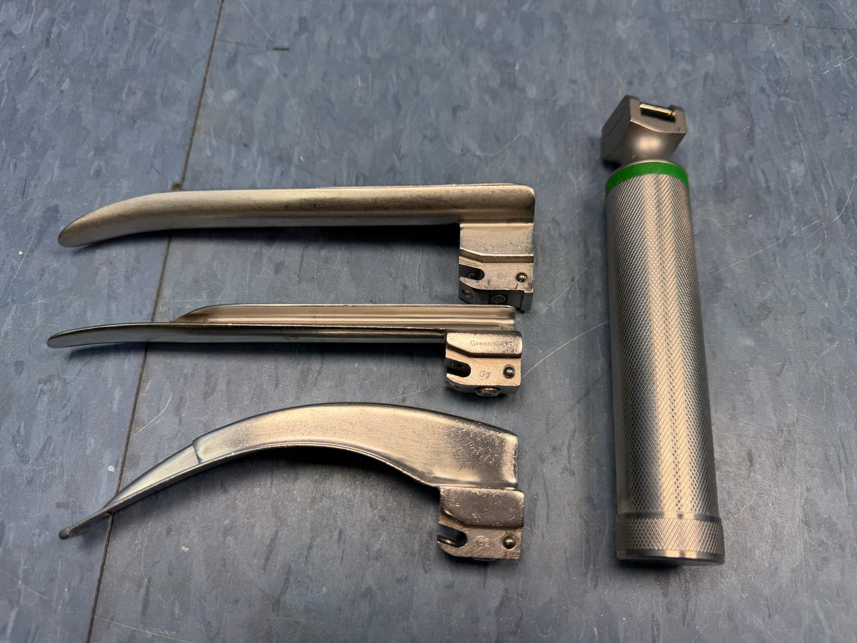 Laryngoscope Set with Handle & 3x Miller and Macintosh Blades - G-Mil 2, Miller 2 and G-Mac 3/SC