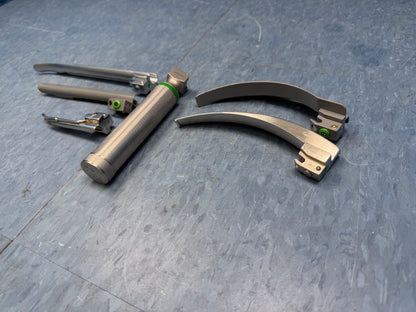 Laryngoscope Set with Handle & 5x Miller and Macintosh Blades - Mil 1, Mil 2, Mil 4 FO, G-Mac 4, Mac 4