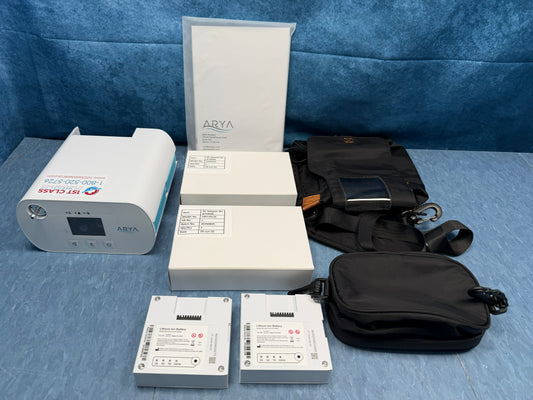 Arya Atvmin Portable Oxygen Concentrator with two batteries, AC Adaptor, DC Adaptor, Case and More