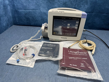 Philips MP5 IntelliVue Vital Signs Monitor with Oral Temp Probe, SpO2 Sensor, BP Hose and Cuffs - MP5SC