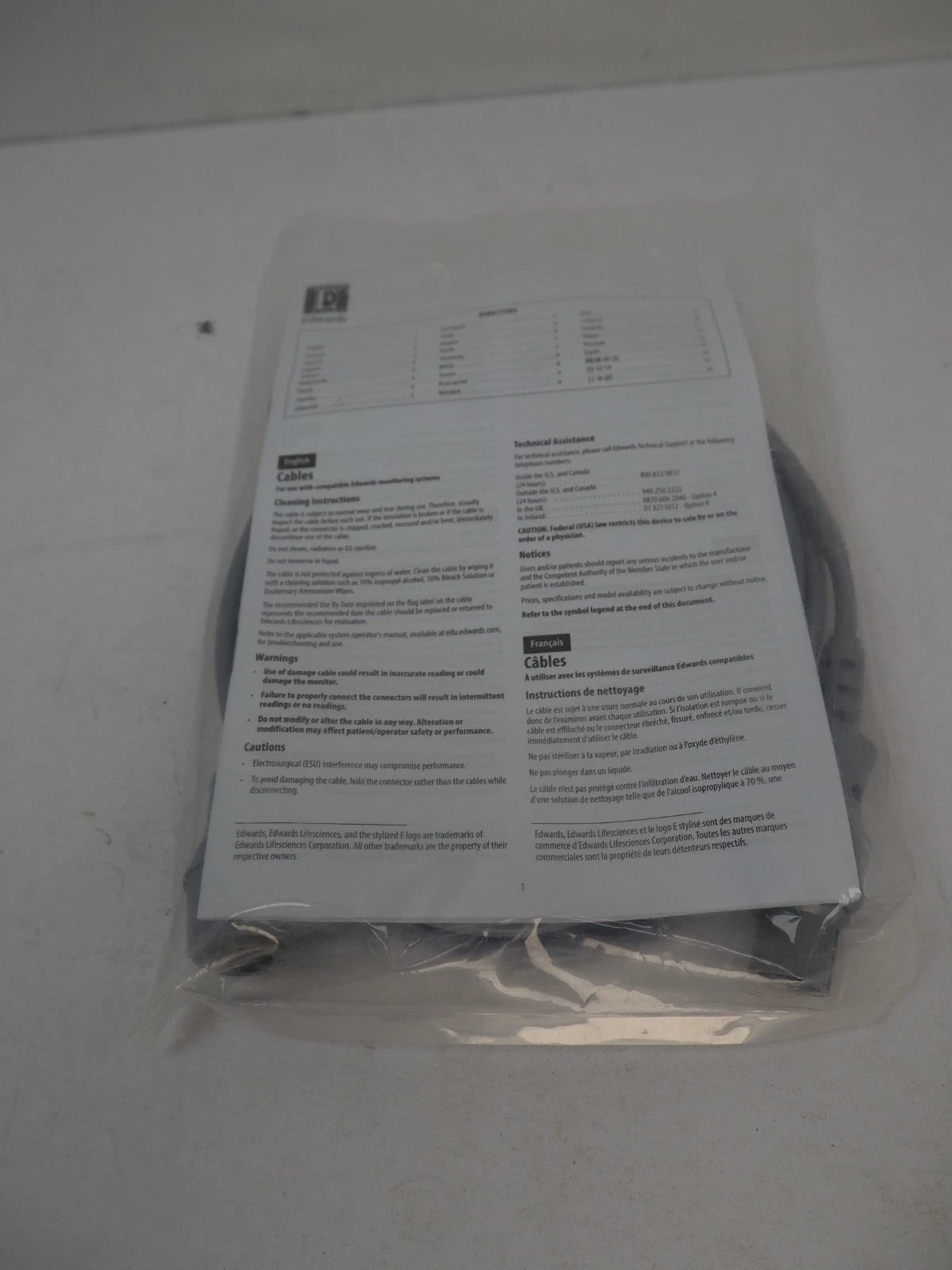 Edwards Lifesciences TruWave Reusable Cable Model PX1800 896083021 - NEW