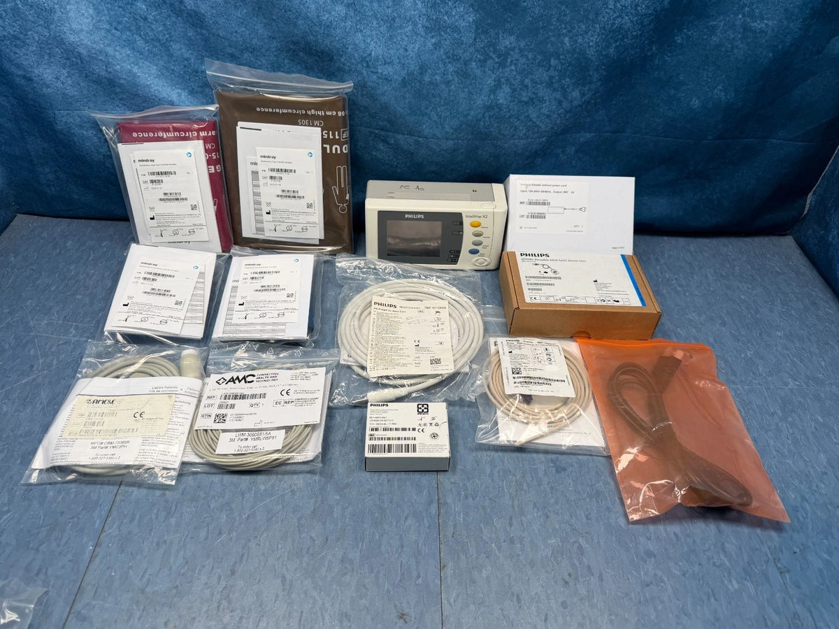 Philips X2 IntelliVue Patient Monitor with New Battery, New Charger and New Patient Cables
