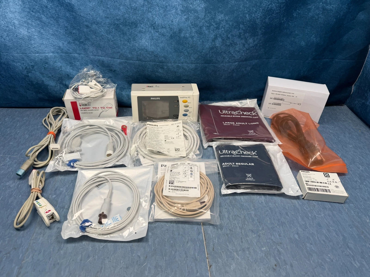 Philips X2 IntelliVue Patient Monitor with New Charger, New Battery and New Patient Cables