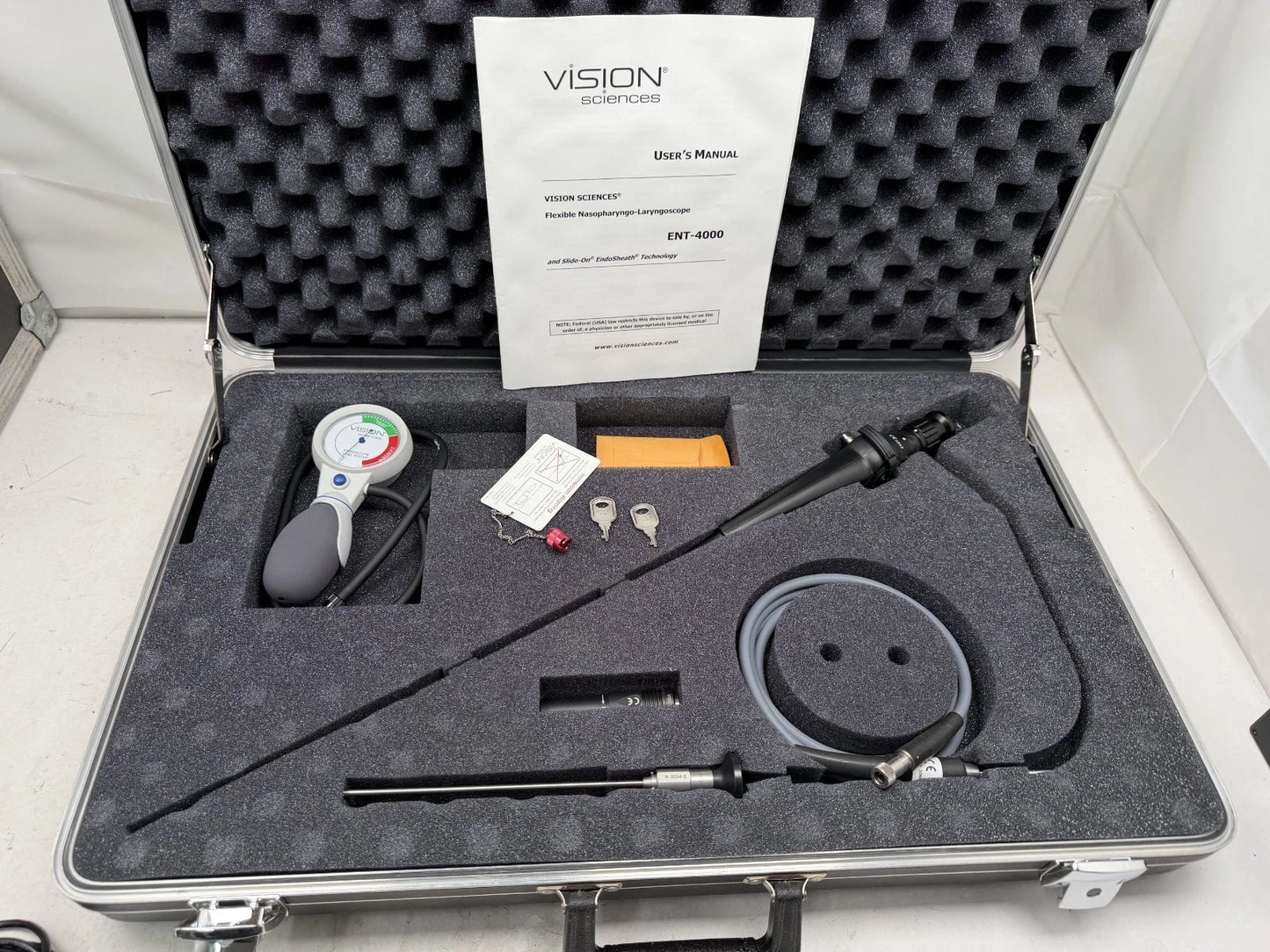 Vision Sciences ENT-4000 Laryngoscope with BLS-10000 0° Rigid Scope & Case 0 Broken Fibers
