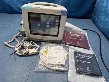 Philips MP5 IntelliVue Vital Signs Monitor with Oral Temp Probe, SpO2 Sensor, BP Hose and Cuffs - MP5SC