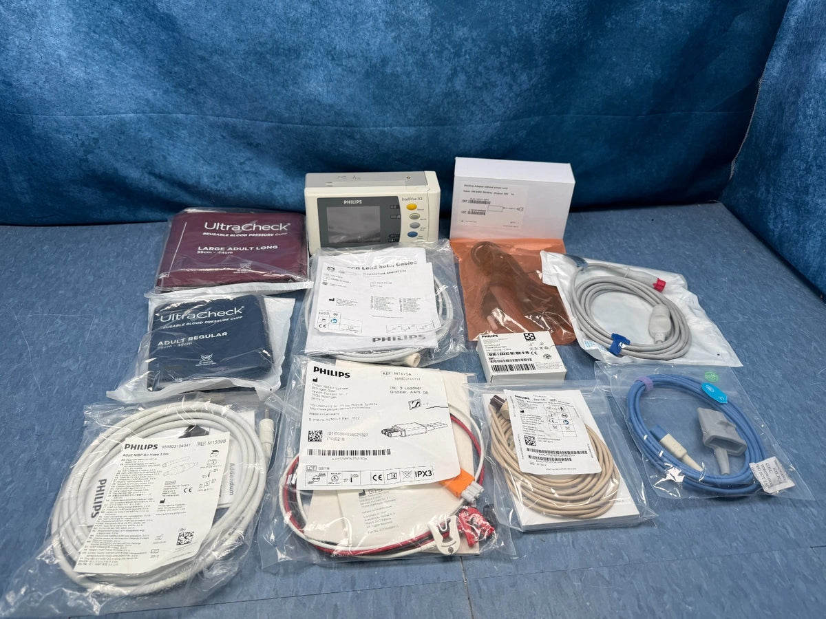 Philips X2 IntelliVue Patient Monitor with New Patient Cables, New Battery and New Charger - Masimo SpO2