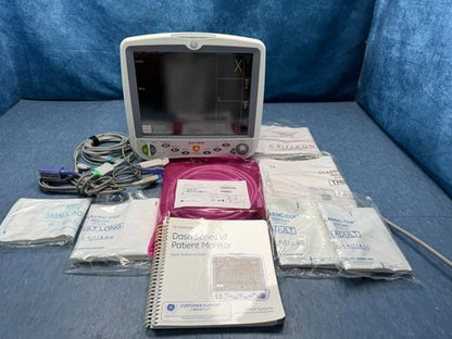 GE Dash 5000 Patient Monitor with Cables, SpO2 Sensor, Hose & Cuffs